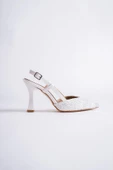 Paris Beyaz Cam Kırığı Arkası Açık Stiletto Kadeh Topuklu Abiye Ayakkabı thumbnail 2