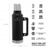 Stanley 10-07934-004 Klasik Vakumlu 1.9 Litre Çelik Termos - Siyah - 5