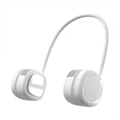 Coofbe 1600Mah Kulaklık Tasarımlı Askılıklı Taşınabilir 3 Kademeli Şarjlı Boyun Fanı Boyun Vantilatör Soğutucu - 1