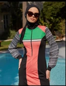 Mayovera Modern Pembe Çizgili Tasarım Mayo thumbnail 1