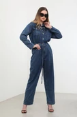 Kadın Oversize Jean Tulum Koyu Mavi - 4