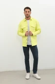 Erkek Oversize Jean Gömlek Neon Yeşil - 4