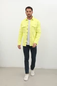 Erkek Oversize Jean Gömlek Neon Yeşil - 5