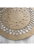 Özcan Tasarım Yuvarlak Kahverengi Örme Jüt Halı - Kahverengi Hasır Halı - Kahverengi Daire Halı thumbnail 3