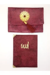 Lüks Çantalı Kadife Kaplı Yasin ( Bordo ) - 1