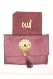 Lüks Çantalı Kadife Kaplı Yasin ( Bordo ) - 2