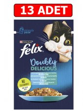 Purina felix somonlu ve sardalya yaş kedi maması 85gr 13 adet pouch kedi konserve kedi ıslak maması - 1