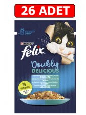 Purina felix somonlu ve sardalya yaş kedi maması 85gr 26 adet pouch kedi konserve kedi ıslak maması - 1