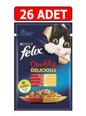 Purina felix sığır etli ve kanatlı yaş kedi maması 85gr 26 adet pouch kedi konserve kedi ıslak mama - 1