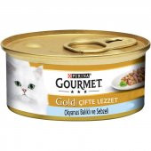Purina gourmet gold ıspanaklı sos içinde okyanus balıklı kedi konservesi 85 gr 24 adet yaş mama - 2
