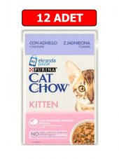 Purina catchow kitten kuzu etli ve kabaklı yavru kedi ıslak maması 85gr 12 adet kedi yaş mama pouch thumbnail 1
