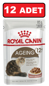 Royal canin ageing 12+ yaşlı ve ileri yaştaki kedi yaş mama 85 gr x 12 adet gravy soslu - 1