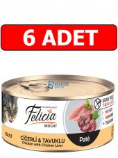 Felicia tahılsız pate ciğerli tavuklu kedi konserve 6 adet 85 gr kedi yaş mama kıyılmış thumbnail 1