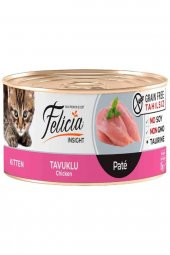 Felicia tahılsız pate tavuklu yavru kedi konserve 12 adet 85 gr kitten kedi yaş mama kıyılmış - 2
