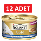 Purina Gourmet Gold Çifte Lezzet Okyanus Balıklı ve Sebzeli Kedi Konservesi 85 gr 12 adet yaş mama - 1