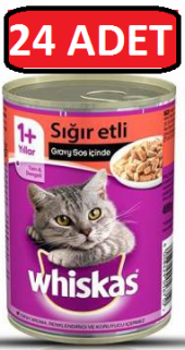 Whiskas Sığır Etli Konserve Yaş Kedi Maması 24 Adet x 400 Gr - 1
