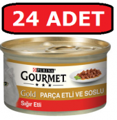 Purina gourmet gold parça etli sığır kedi konservesi 24 adet 85 gr yaş mama - 1