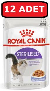 Royal canın sterilised kısır kedi yaş mama 12 adet x 85 gr jelly pouch jel - 1