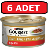 Purina gourmet gold parça etli sığır kedi konservesi 6 adet 85 gr yaş mama - 1