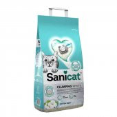 Sanicat clumping white 10lt cotton fresh topaklanan kedi kumu - 1