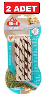 8in1 delights pro dental twisted sticks tavuklu burgu çubuğu 2 adet 10lu 55gr - 1