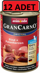 Animonda GranCarno Sığır Etli ve Hindi Yürekli Yavru Köpek Konservesi 400g puppy 12 adet - 2