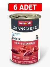 Animonda GranCarno Sığır Etli ve Hindi Yürekli Yavru junior Köpek Konservesi 400g puppy 6 adet thumbnail 1