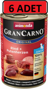 Animonda GranCarno Sığır Etli ve Hindi Yürekli Yavru junior Köpek Konservesi 400g puppy 6 adet thumbnail 2