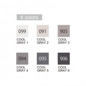 Zig Clean Color Real Brush- Fırça Kalem Set 6 Lı Cool Gray - 2