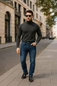 Erkek Regular Fit Jean Pantolon Koyu Mavi - 1