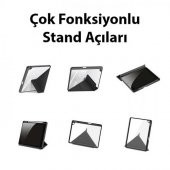 Coofbe Kalem Yerli Standlı Uyku Modlu Sert Şeffaf Arka Kapak  iPad 10.9 2022 Kılıf Kapaklı Tablet Kılıfı - 4