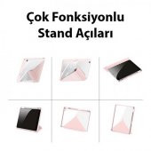 Coofbe Kalem Yerli Standlı Uyku Modlu Sert Şeffaf Arka Kapak  iPad 10.9 2022 Kılıf Kapaklı Tablet Kılıfı - 9
