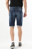 Erkek Yıkamalı Jean Şort Lacivert - 6