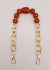 Angel Çanta Aksesuar 42 cm Kancalı Kehribar Renk Akrilik Zincir Light Gold Metalli - 1