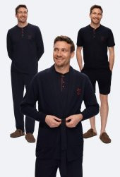 D'S DAMAT DS224025 5 Lİ Lacivert TRİKO Ropteşambr Çeyiz Erkek Pijama Takımı - 1