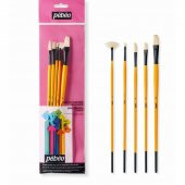 Pebeo 5li Uzun Sap Fırça Seti Beyaz Bristle Kıl (No: 2, 6, 8, 12 + Yelpaze Fırça No:2) SET-12 - 1