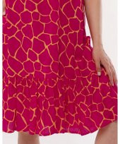 Bisiklet Yaka Viskon Fusya Renk Elbise - 7