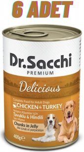 Dr.Sacchi Tavuklu Hindili Köpek Konservesi 6x400 Gr - 1