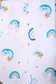 Müslin Örtü 85x90cm Gökkuşağı Desen Organik Hediyelik Emzirme Alt Açma Yenidoğan Puset Örtüsü - 2