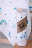 Müslin Örtü 85x90cm Gökkuşağı Desen Organik Hediyelik Emzirme Alt Açma Yenidoğan Puset Örtüsü - 3