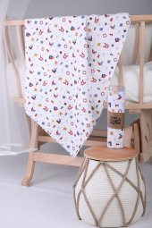 Müslin Örtü 85x90cm Çapa Desen Organik Hediyelik Emzirme Alt Açma Yenidoğan Puset Örtüsü - 1