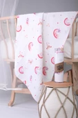 Müslin Örtü 85x90cm Gökkuşağı Desen Organik Hediyelik Emzirme Alt Açma Yenidoğan Puset Örtüsü - 4