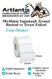 58X40 mm Barkod Etiketi Yapışkanlı 3 Adet Termal Barkot ve Terazi Etiketi 500 lü Barkod Yazıcılarına Uyumlu - 3