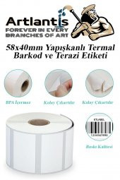 58X40 mm Barkod Etiketi Yapışkanlı 3 Adet Termal Barkot ve Terazi Etiketi 500 lü Barkod Yazıcılarına Uyumlu - 4