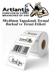 58X40 mm Barkod Etiketi Yapışkanlı 6 Adet Termal Barkot ve Terazi Etiketi 500 lü Barkod Yazıcılarına Uyumlu - 2