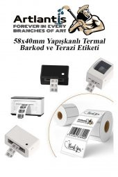 58X40 mm Barkod Etiketi Yapışkanlı 6 Adet Termal Barkot ve Terazi Etiketi 500 lü Barkod Yazıcılarına Uyumlu - 5