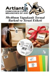 58X40 mm Barkod Etiketi Yapışkanlı 6 Adet Termal Barkot ve Terazi Etiketi 500 lü Barkod Yazıcılarına Uyumlu - 6
