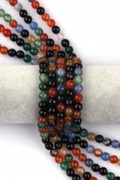 Renkli Akik Doğal Taş Dizi 8 mm Fasetli Küre Kesim - 1