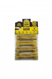 Deri Köpek Çiğneti Pres Kemik 4x12 cm Natural - 1