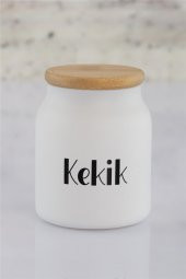Olbia 300 ML Beyaz Cam Baharatlık Bambu Kapaklı ( Kaşıklı ) 7x10 cm - 2